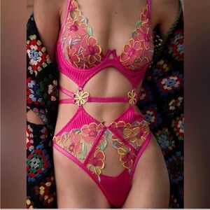For Love And Lemons Lucy Teddy 1-Piece Tropical Floral Bodysuit